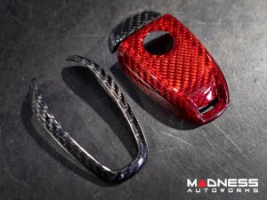 Alfa Romeo Stelvio Key Fob Cover - Carbon Fiber - Red Candy Main/ Black Accents Alfa Romeo Stelvio Key Fob Cover - Carbon Fiber - Red Candy Main/ Black Accents